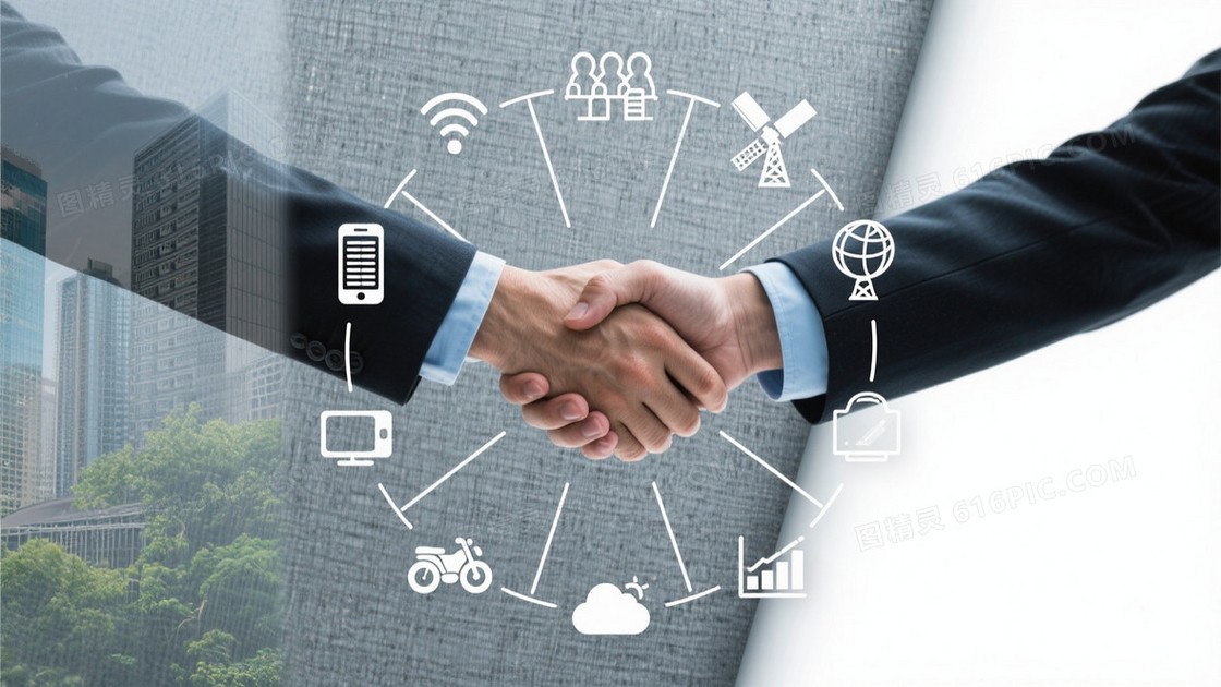 灰麻质感科技握手背景