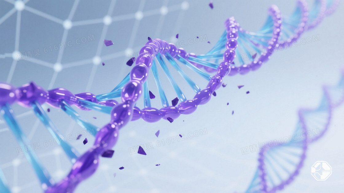 浅灰蓝渐变网格科技DNA螺旋背景