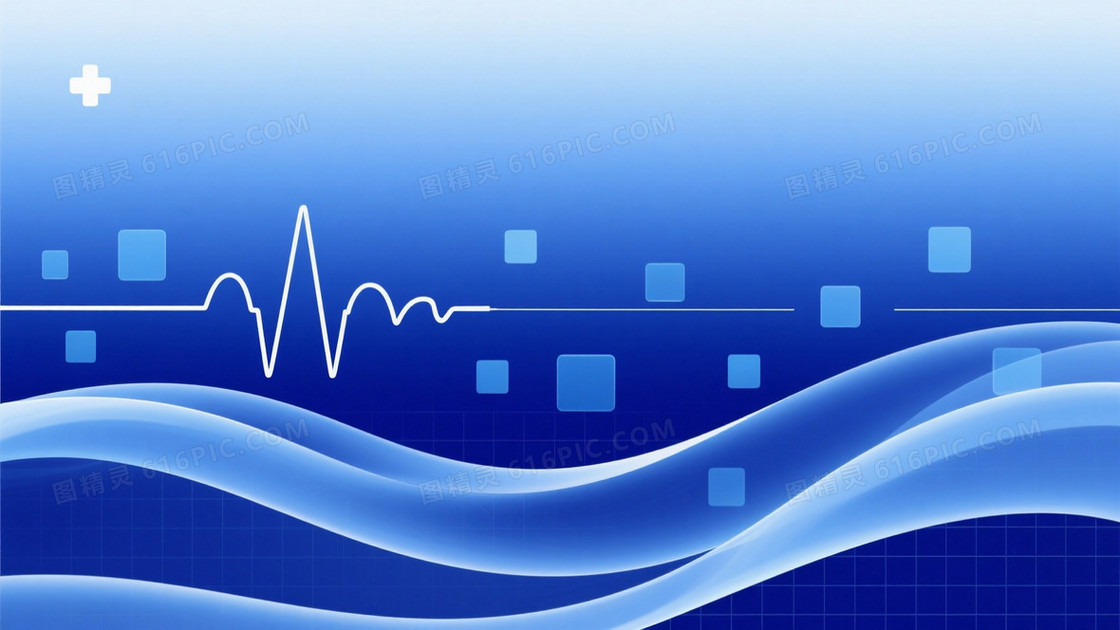 渐变蓝科技医疗波浪背景