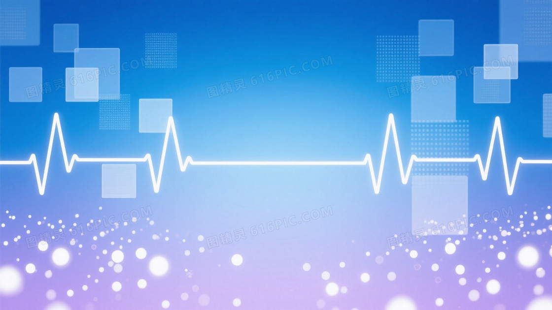 蓝白渐变几何像素心电图背景