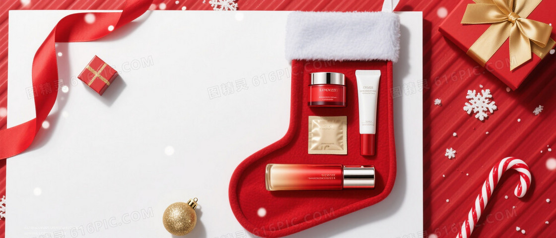 红斜纹节日圣诞礼盒背景