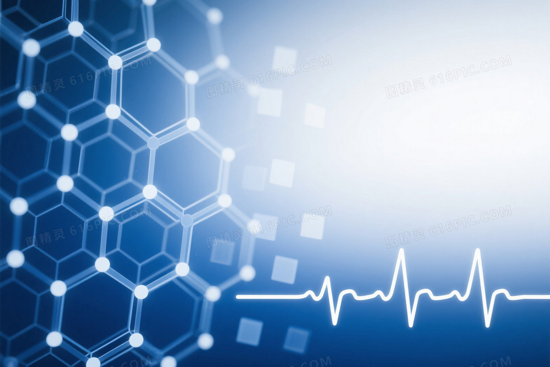 蓝白渐变六边形神经网络背景