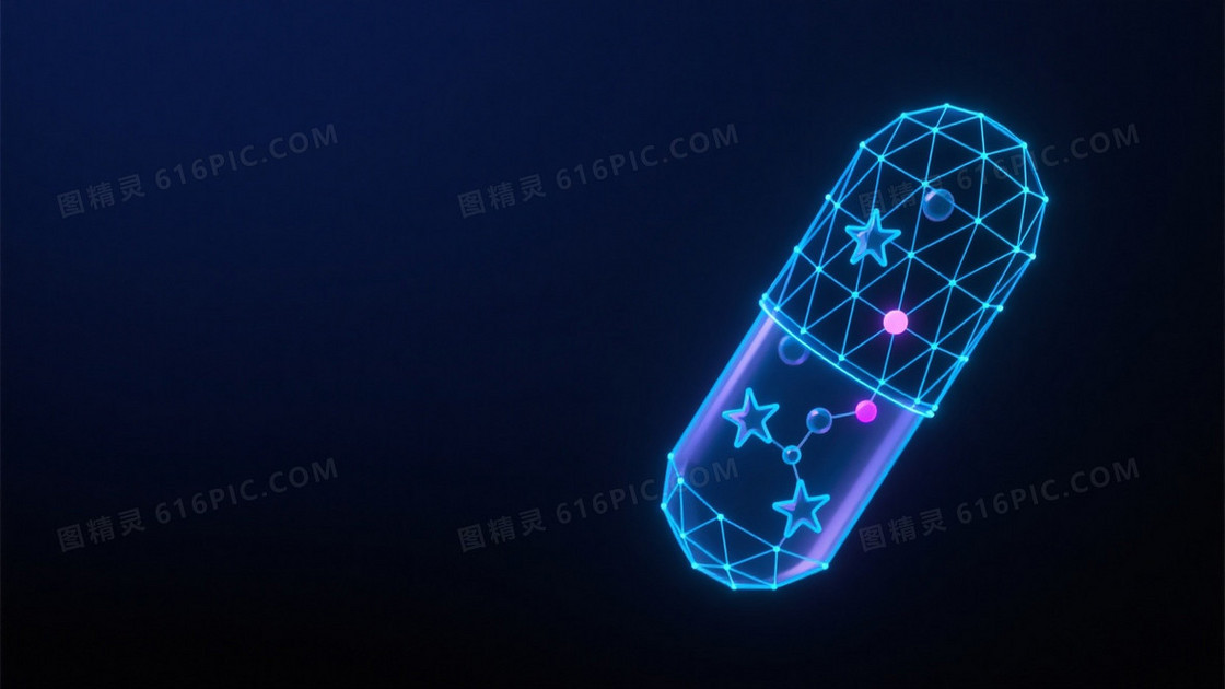 深邃蓝黑低多边形分子背景