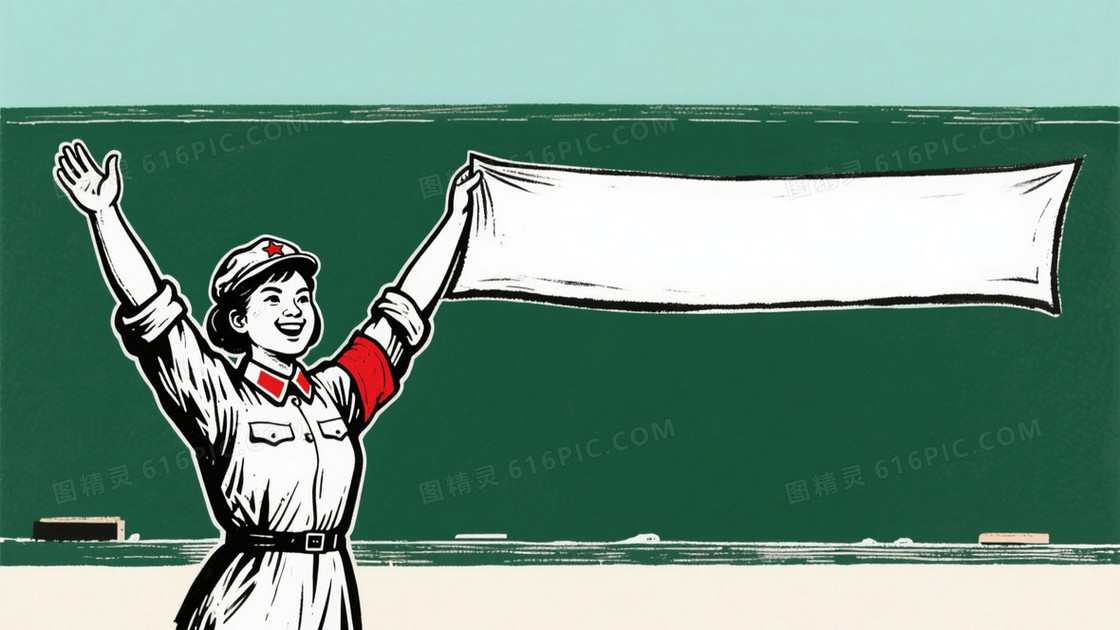 深绿黑板风格革命青年背景