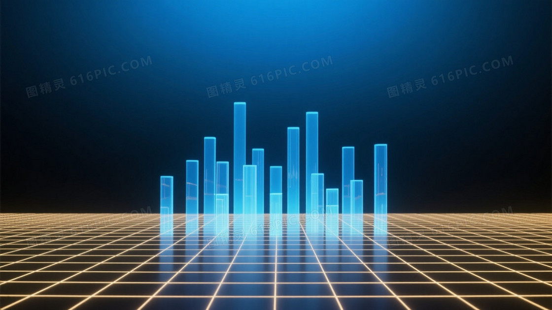 深邃科技蓝渐变光柱网格背景