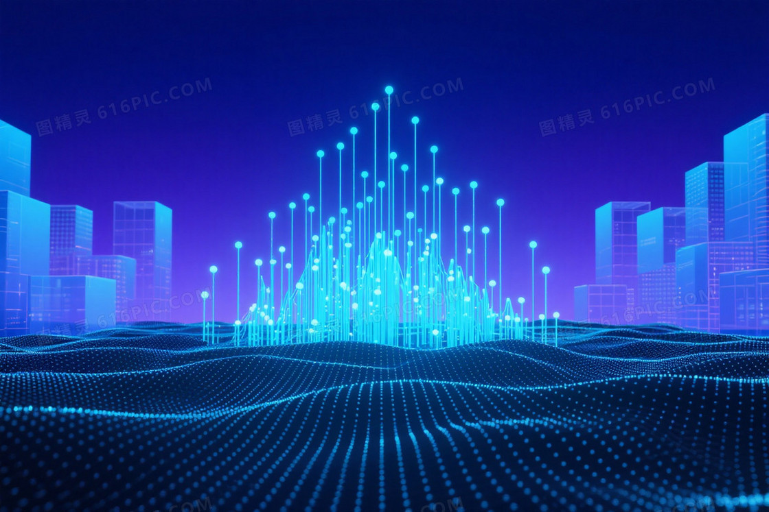 深蓝紫渐变光流峰峦背景