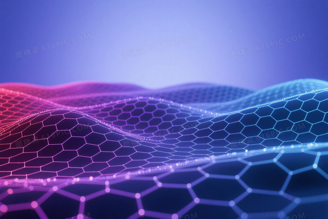 深邃蓝紫渐变六边形网格背景