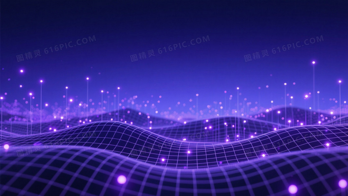深邃紫蓝渐变网格光点背景