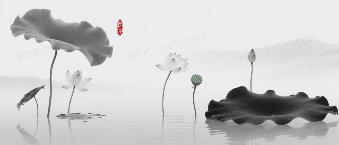 浅青绿水墨荷塘窗景背景背景图片下载_1056x1584像素JPG格式_编号vwkfpgywx_图精灵