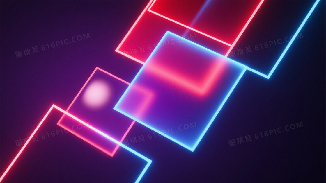 深邃暗紫霓虹几何层叠背景