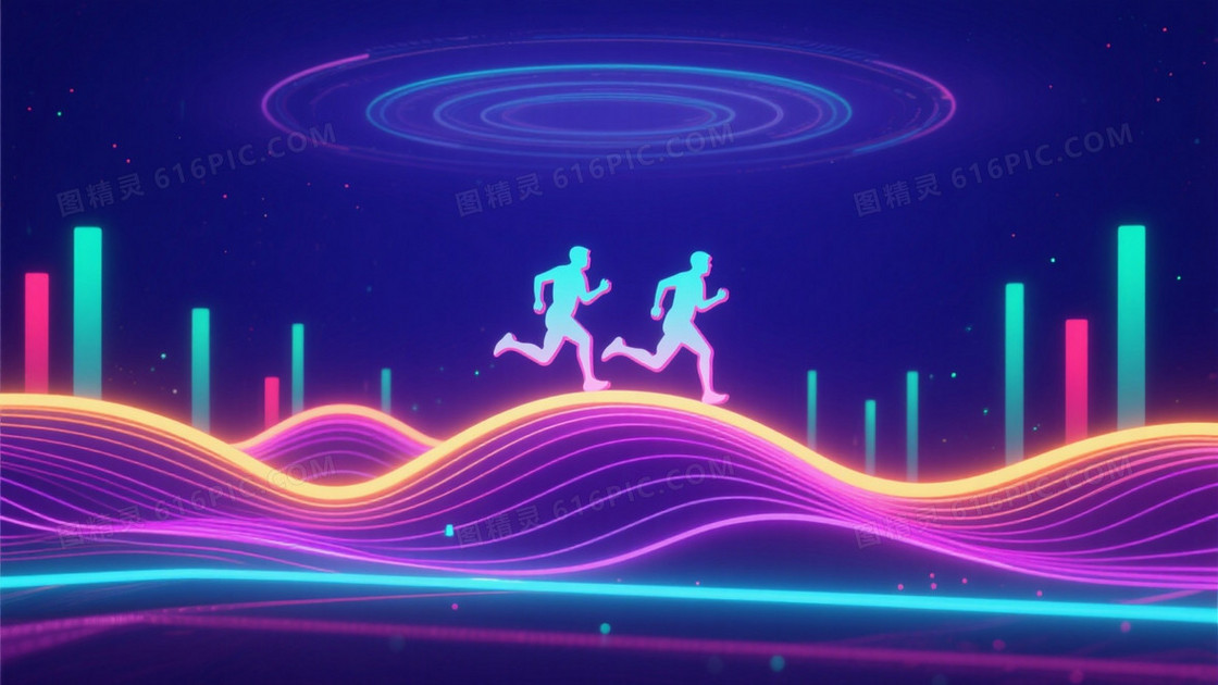 深邃蓝紫科技光场波浪背景