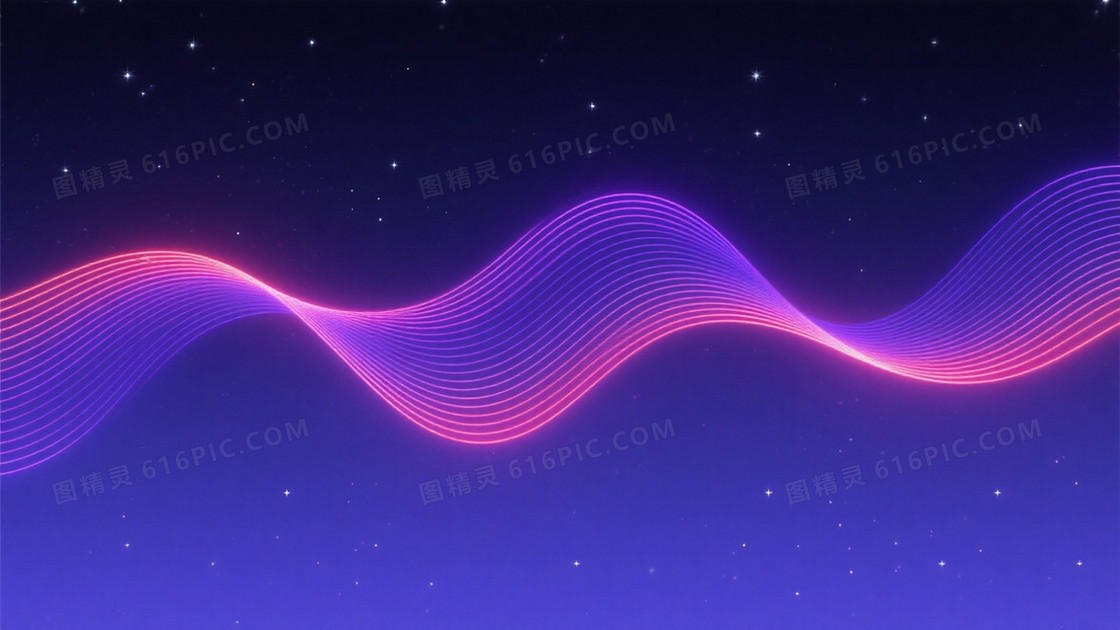 深蓝紫渐变微光波浪背景