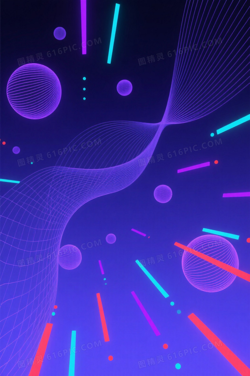 深邃蓝紫科技几何球体背景