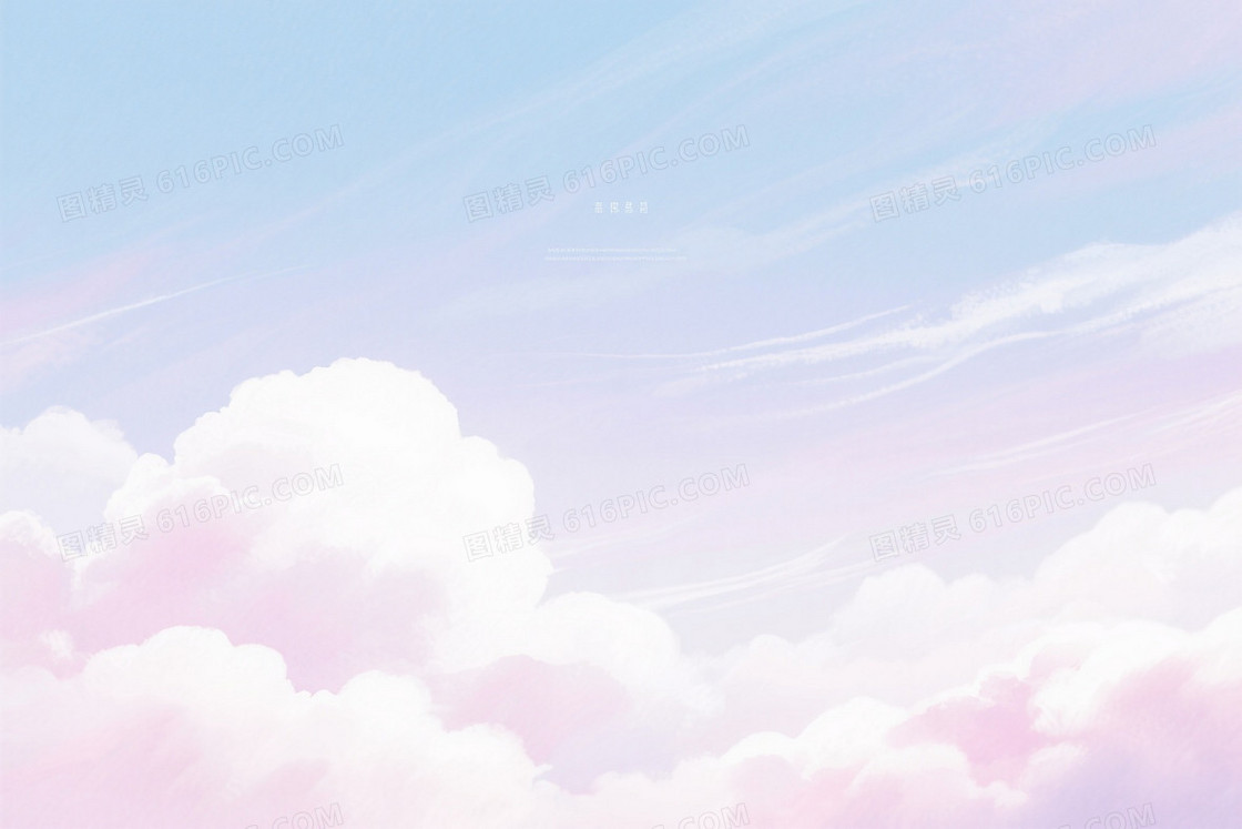 淡青蓝粉紫柔焦水彩天空背景