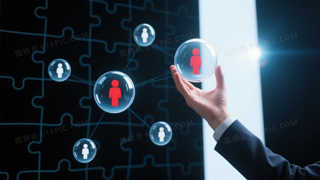 深黑蓝透拼图几何背景