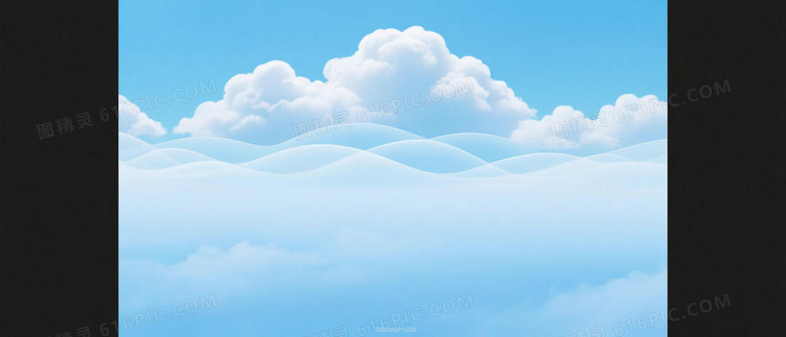 天蓝渐变多层云朵背景