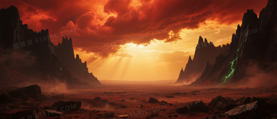 深红铁锈橙末日废土背景