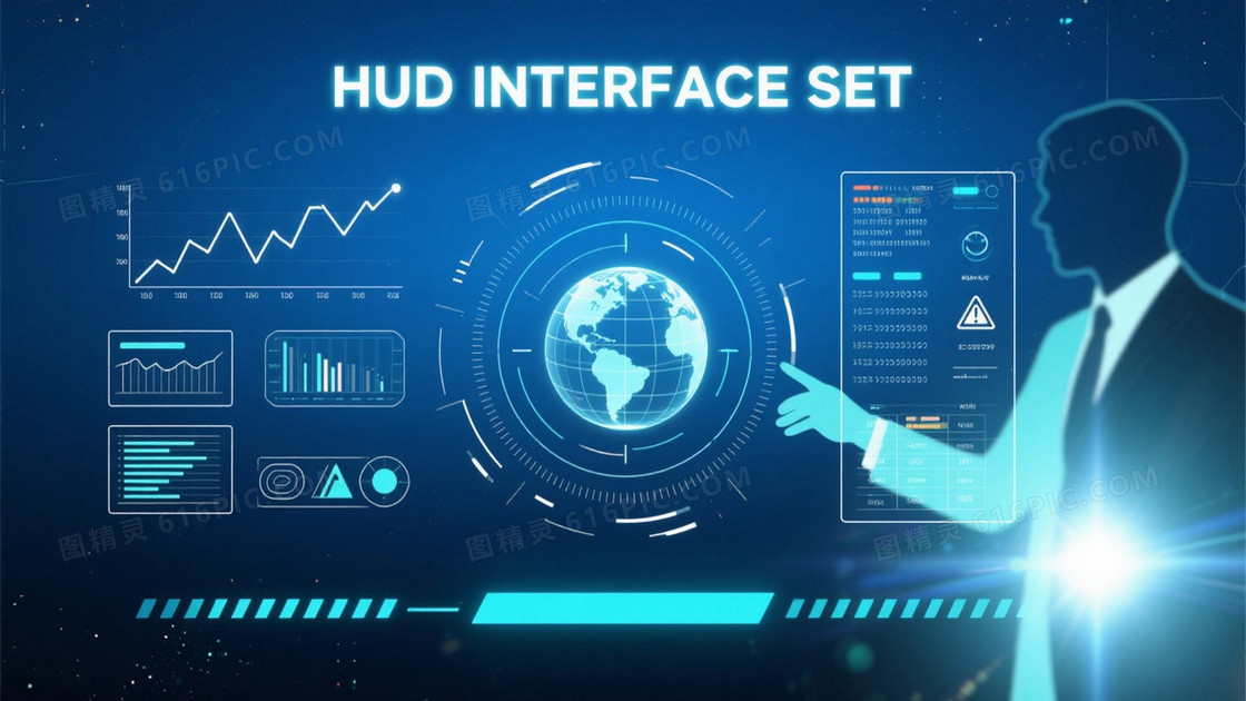深蓝渐变全息地球科技背景