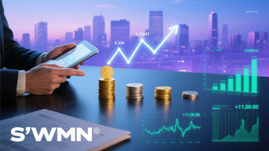 蓝紫数字全息城市剪影背景