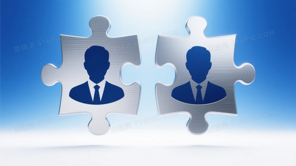 蓝渐变银灰拼图商务背景