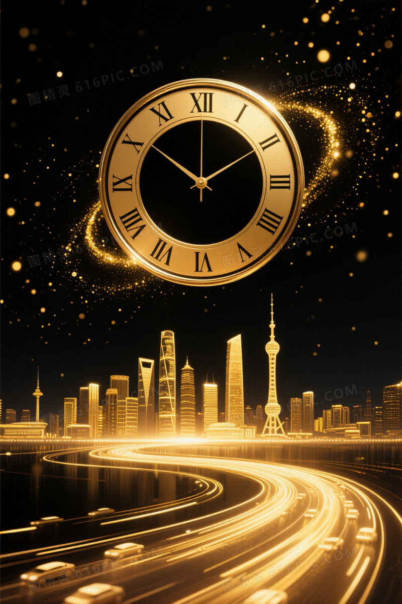 深黑星尘金时钟都市背景
