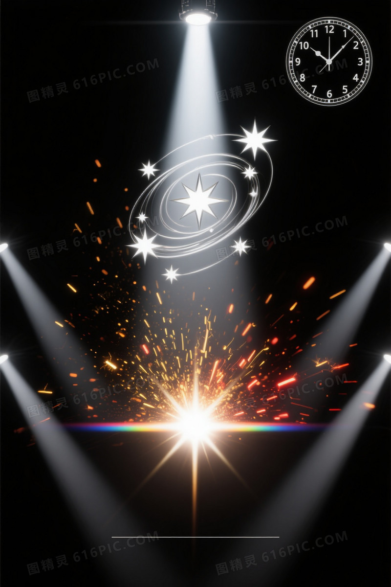 深黑科技聚光星芒背景