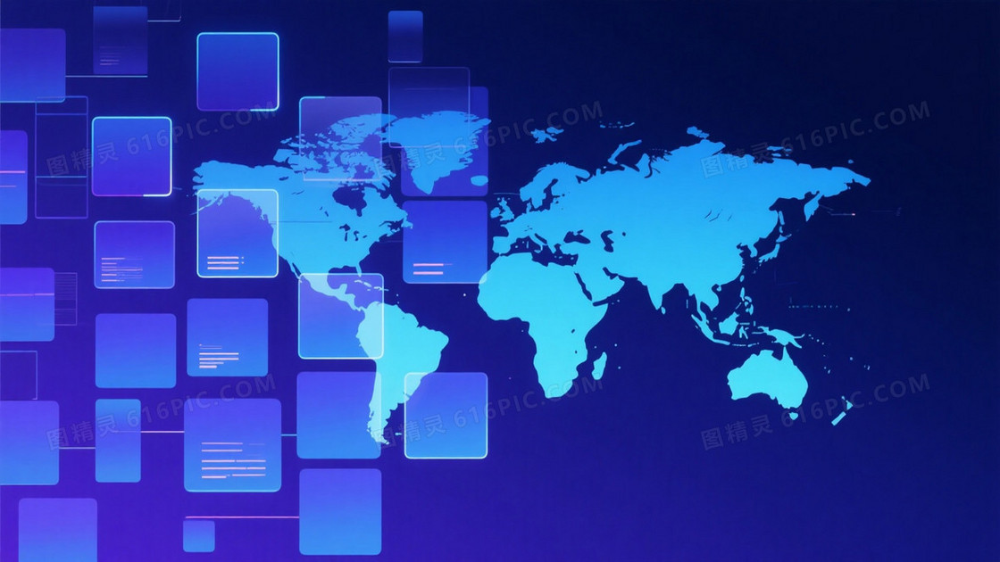 深蓝紫渐变科技地图背景