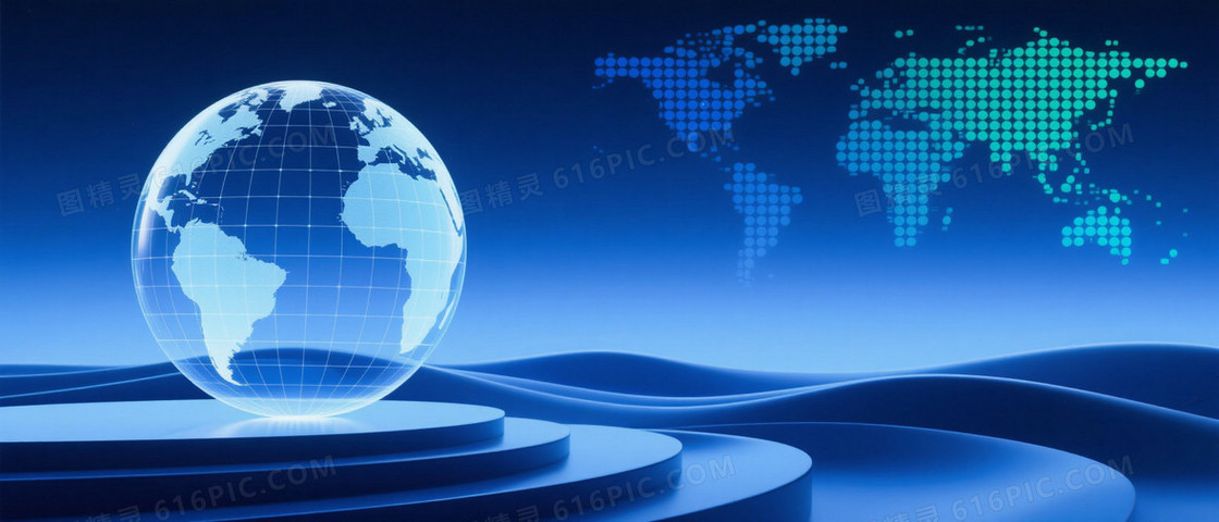 深蓝渐变三维地球科技背景