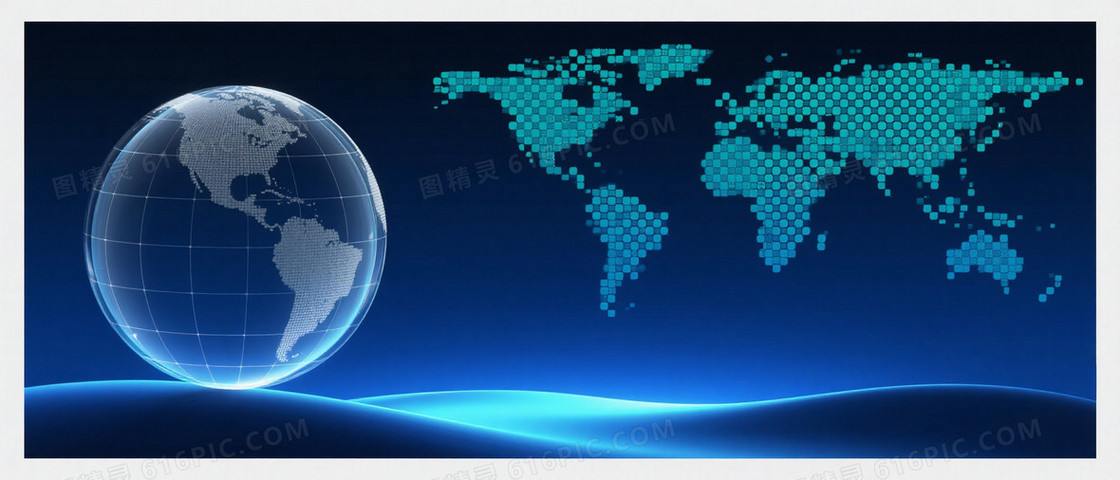 深蓝渐变三维地球科技背景