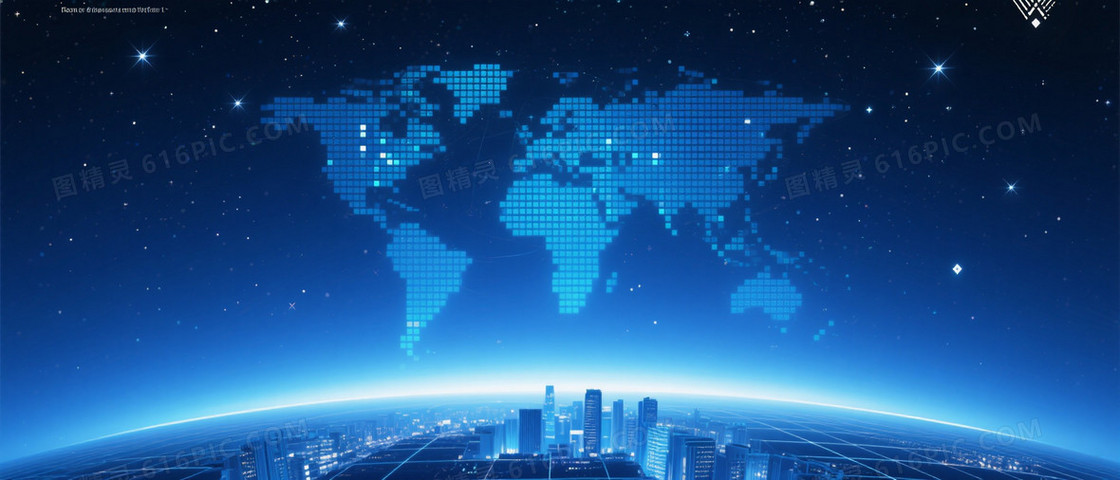 深邃宇宙蓝渐变星点地图背景