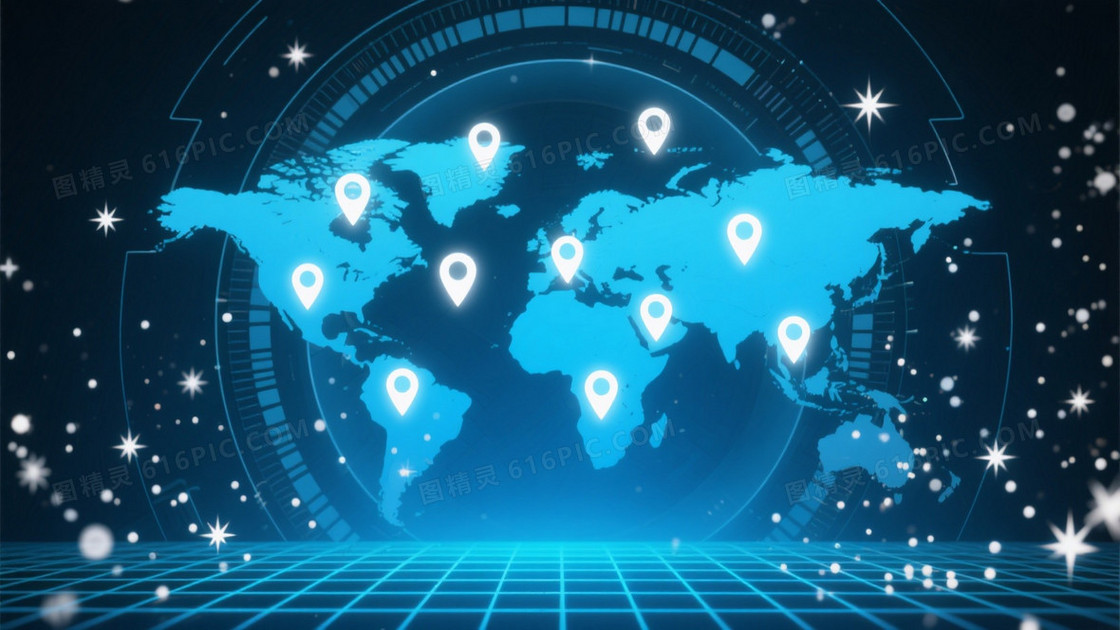 深蓝科技数字世界地图背景