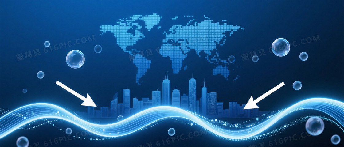 深蓝科技渐变点阵地图背景