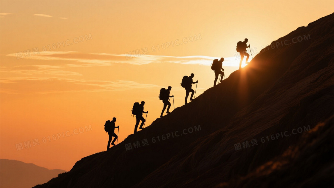 暖橙金黄渐变山脊剪影背景