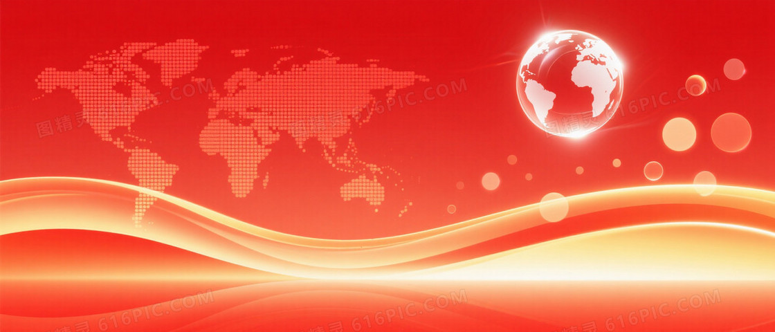 红橙渐变点阵地图地球背景