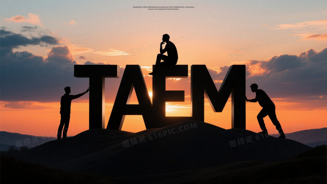 暖橙深蓝渐变天空字母背景