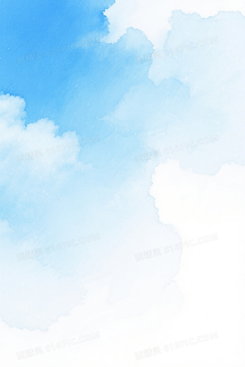 浅蓝至天蓝水彩云絮背景