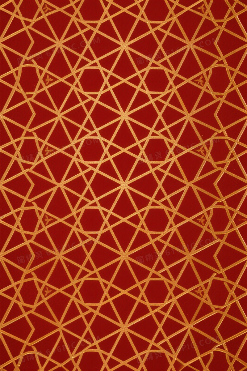 深红金几何伊斯兰纹样背景