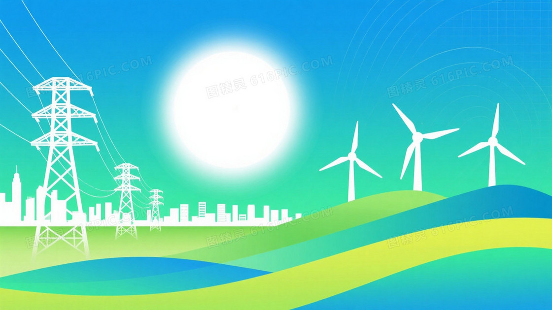 蓝绿渐变科技能源插画背景