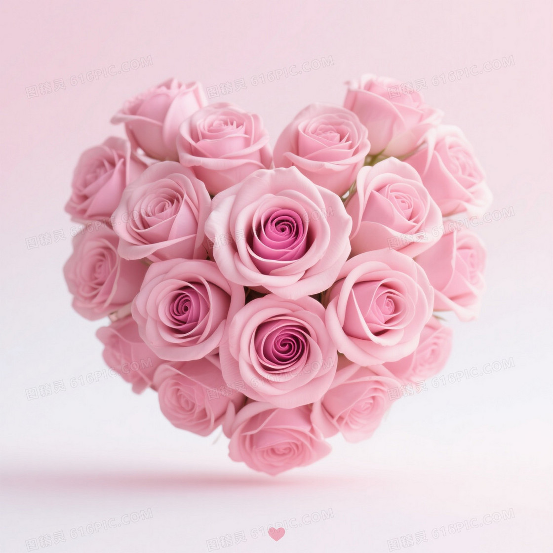 柔和粉调心形玫瑰花束背景