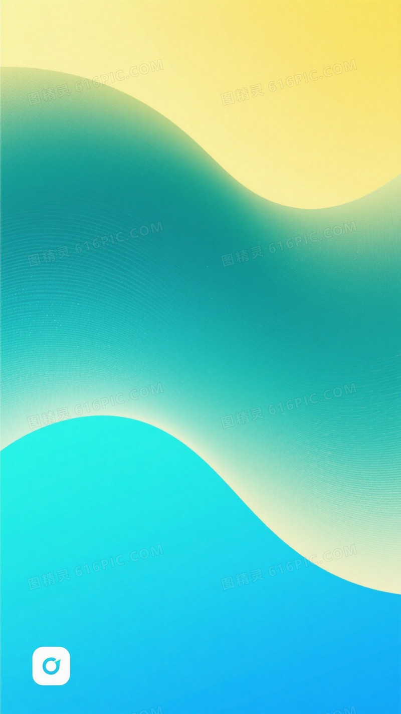 柠檬黄青绿天蓝渐变波浪背景