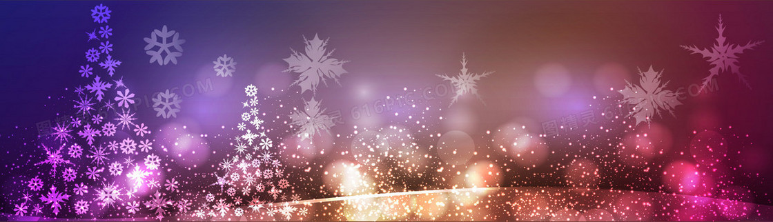 紫色炫酷梦幻圣诞节圣诞树背景banner