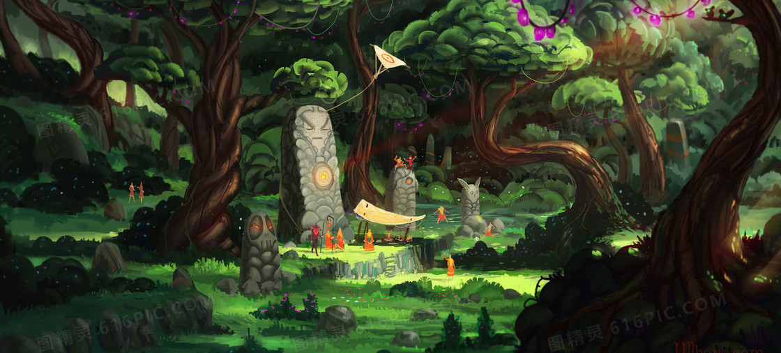 梦幻卡通游戏森林背景banner