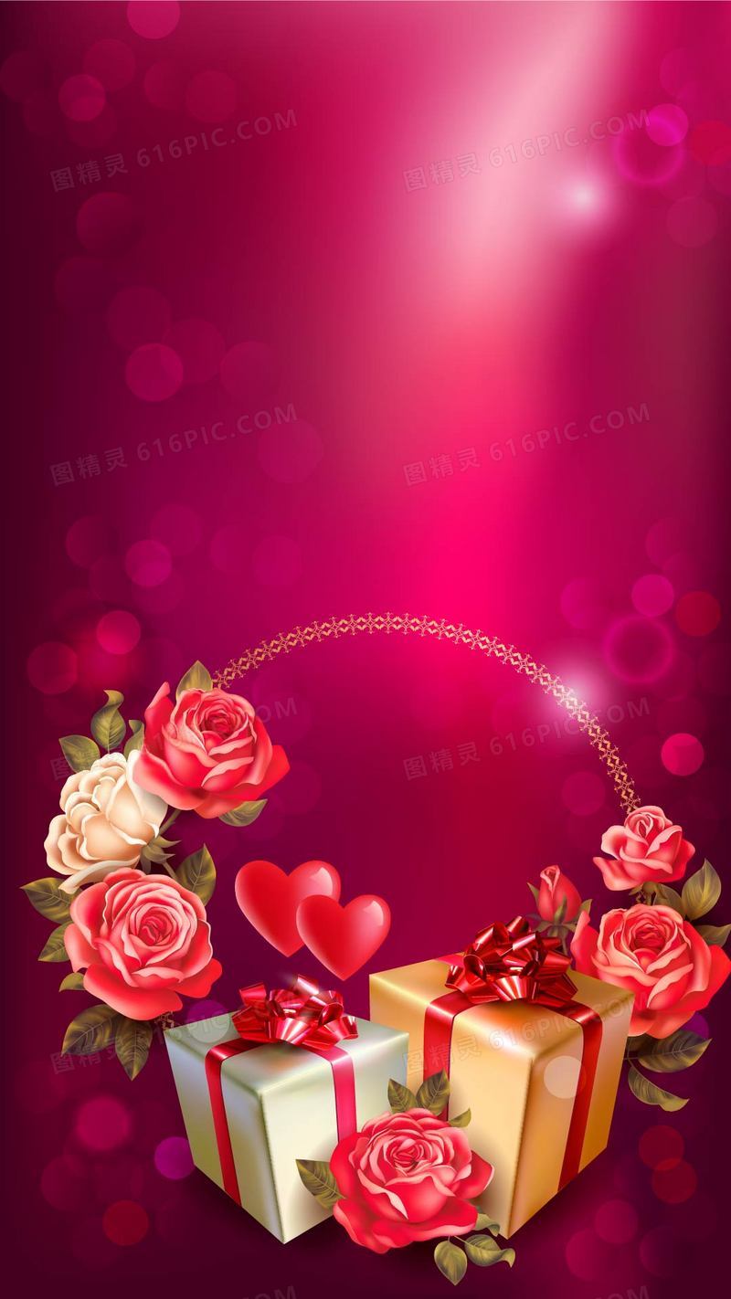 精美玫瑰花欧式花朵紫色浪漫H5背景