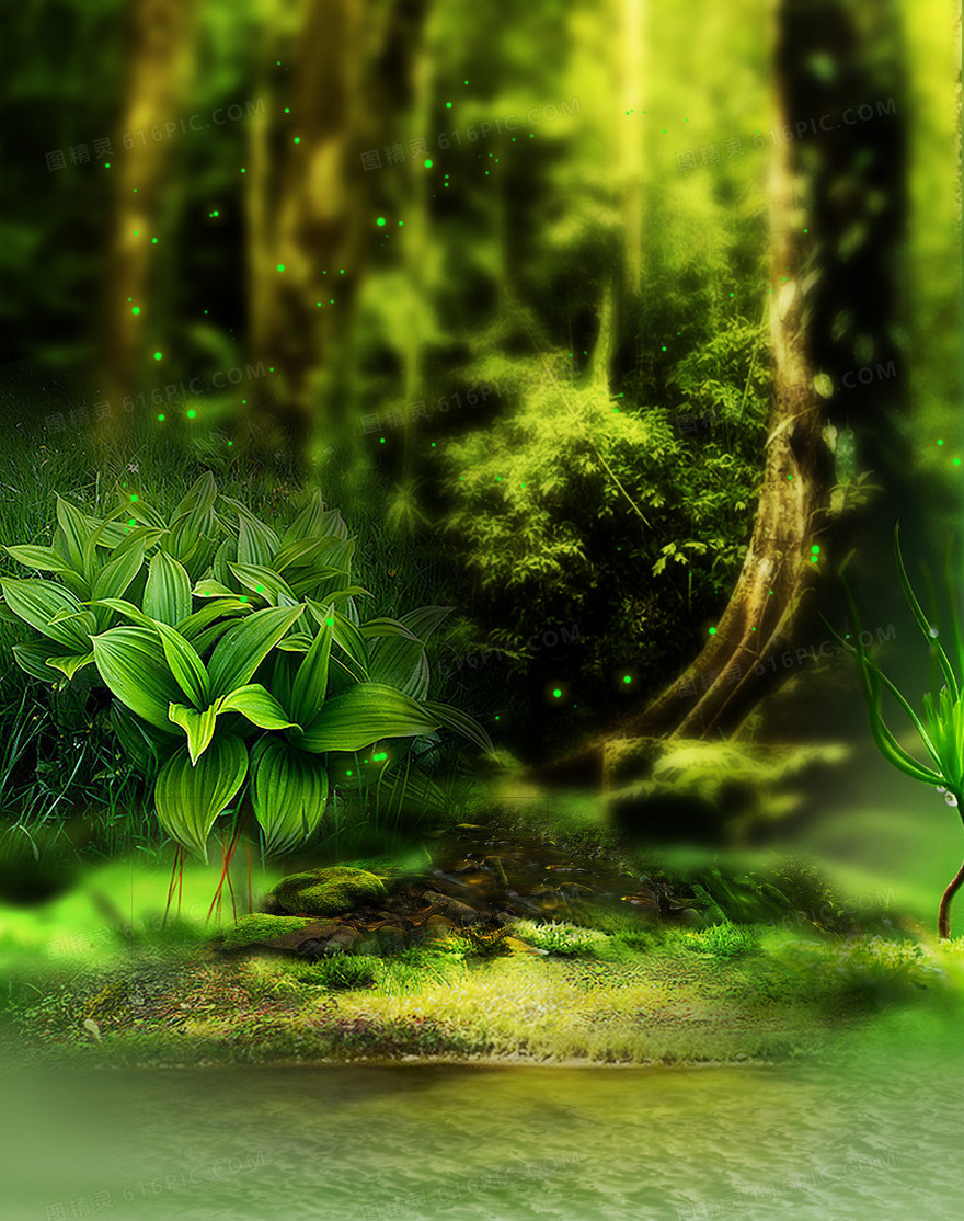 绿色梦幻森林背景