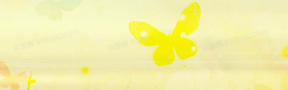 黄色背景 蝴蝶 素材 banner