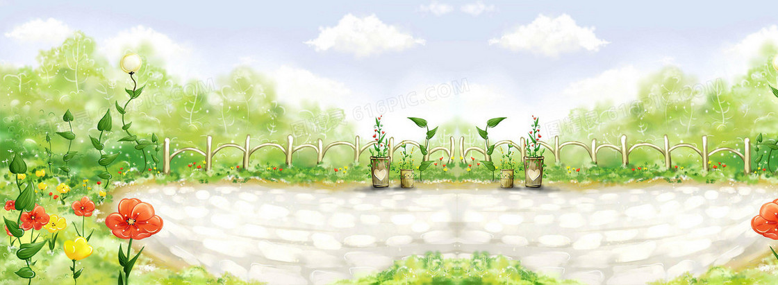 卡通教育清新背景banner