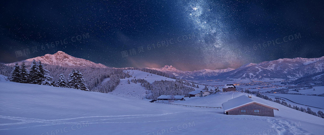 冬天大雪村庄背景