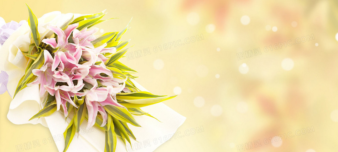 生日贺卡百合花背景banner