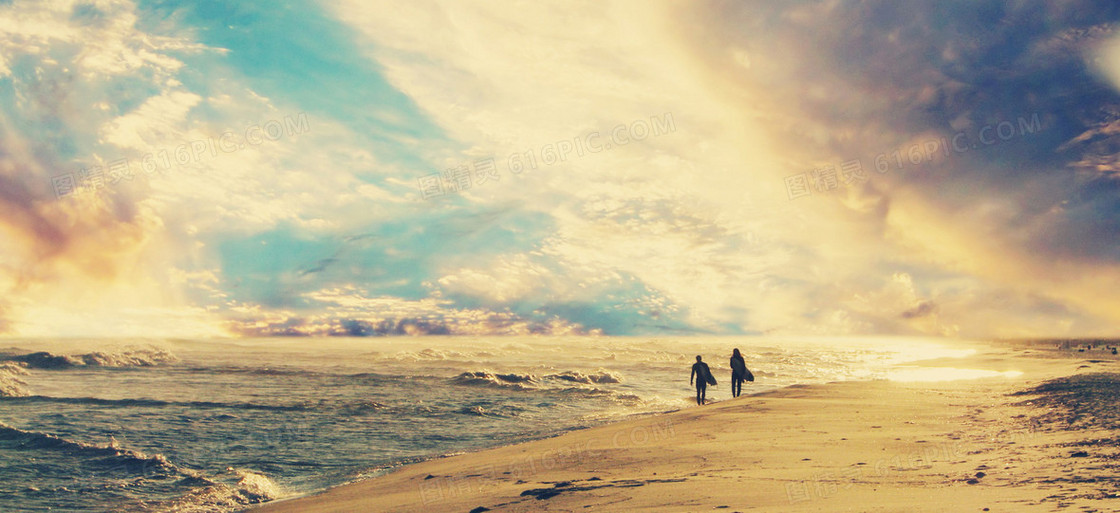 情侣海边美景背景banner