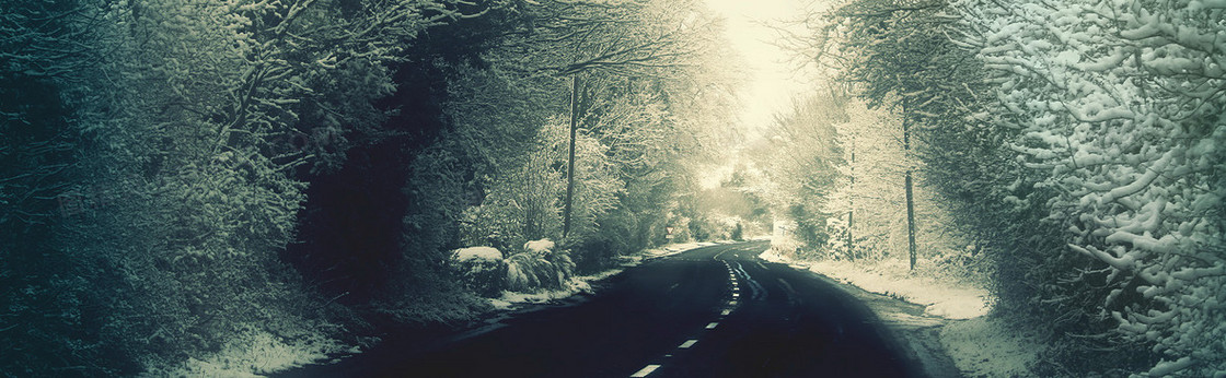 公路雪景banner背景